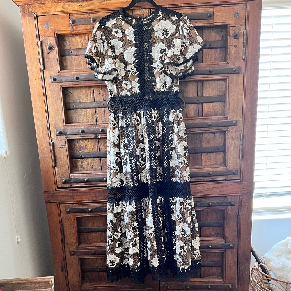 Anne Fontaine Two Tone Embroidered Dress